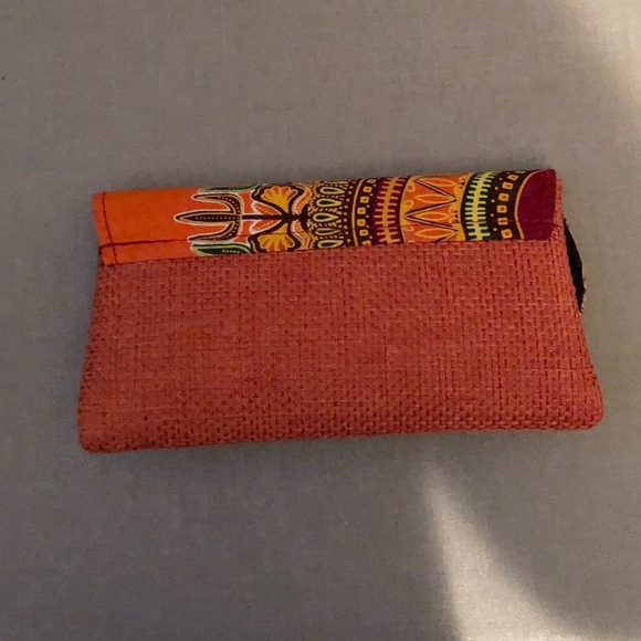 African Print Orange Clutch/Wallet Made in Ghana - Picture 2 of 4